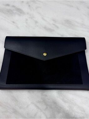 Classic Black Envelope Clutch with Gold Snap Closure